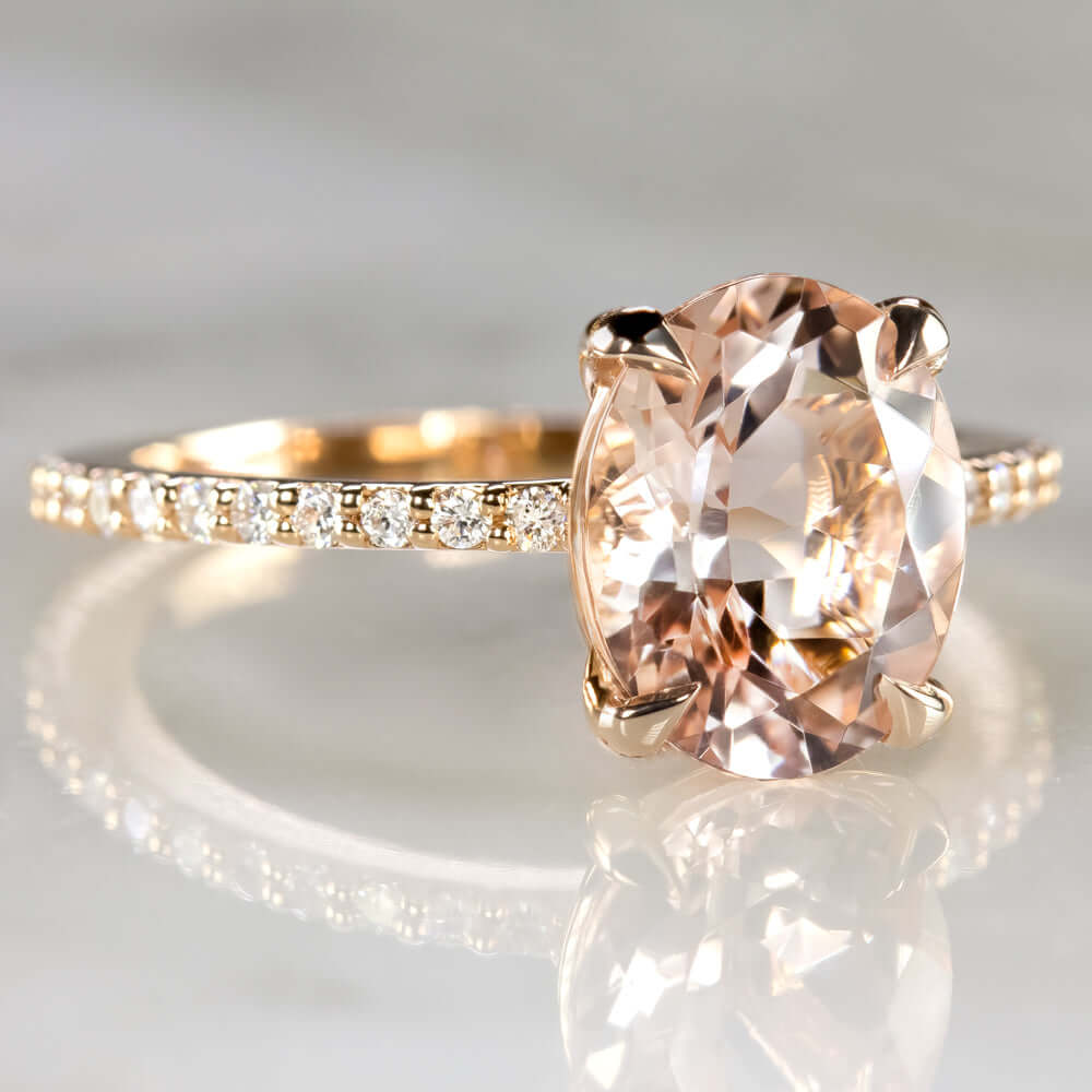 Kwiat | The Kwiat Setting Princess Cut Diamond Engagement Ring with a Thin  Pave Diamond Band in 18K Rose Gold - Kwiat