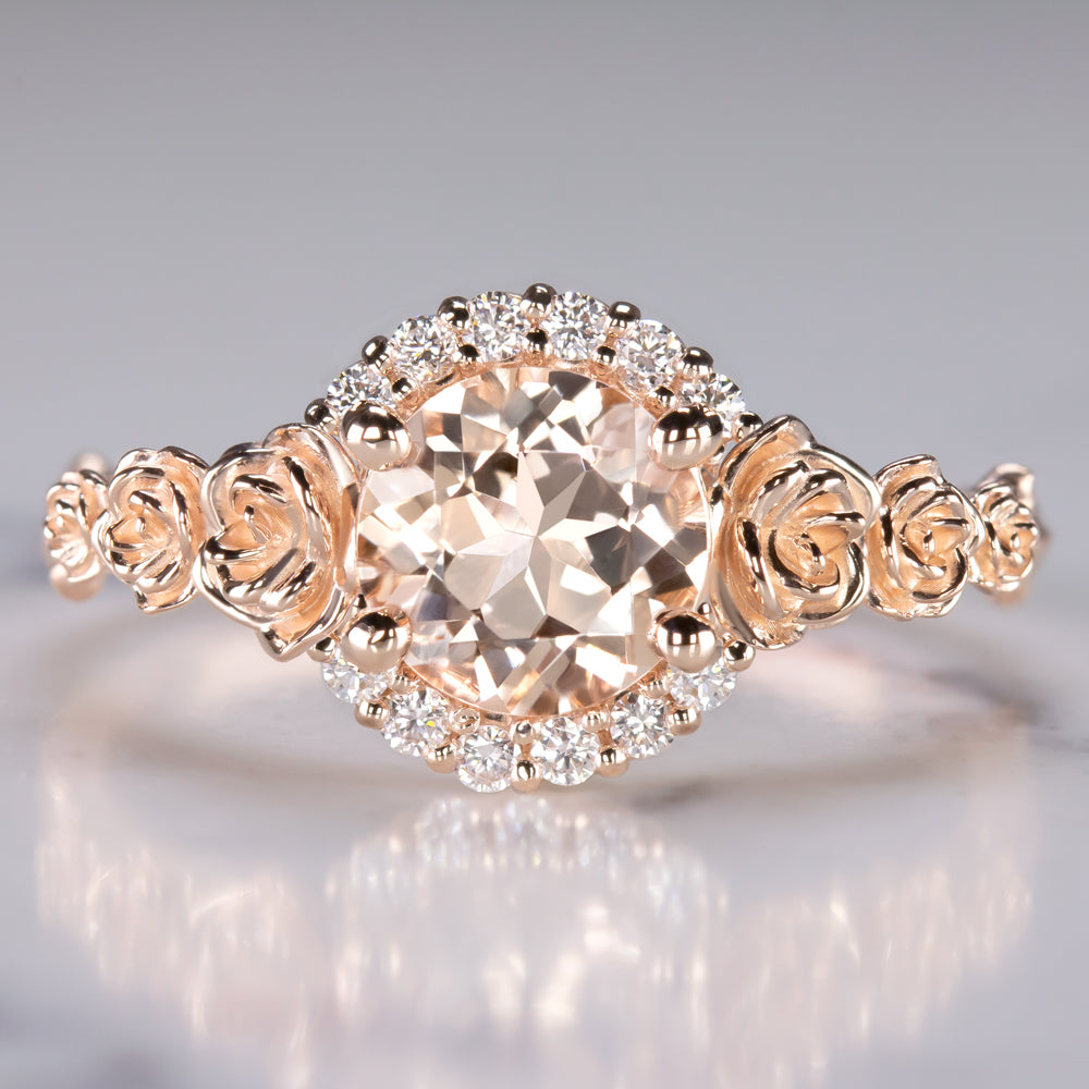 Beautiful 18k Rose Gold Diamond Engagement Ring - 66mint Fine Estate Jewelry