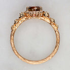 FLORAL NATURAL DIAMOND RED TOURMALINE RING 14K ROSE GOLD FLOWER RUSTIC BOTANICAL