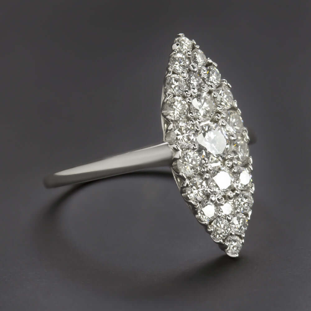 1ct DIAMOND NAVETTE RING 20m MARQUISE SHAPE VINTAGE STYLE UNIQUE ENGAGEMENT 1CT