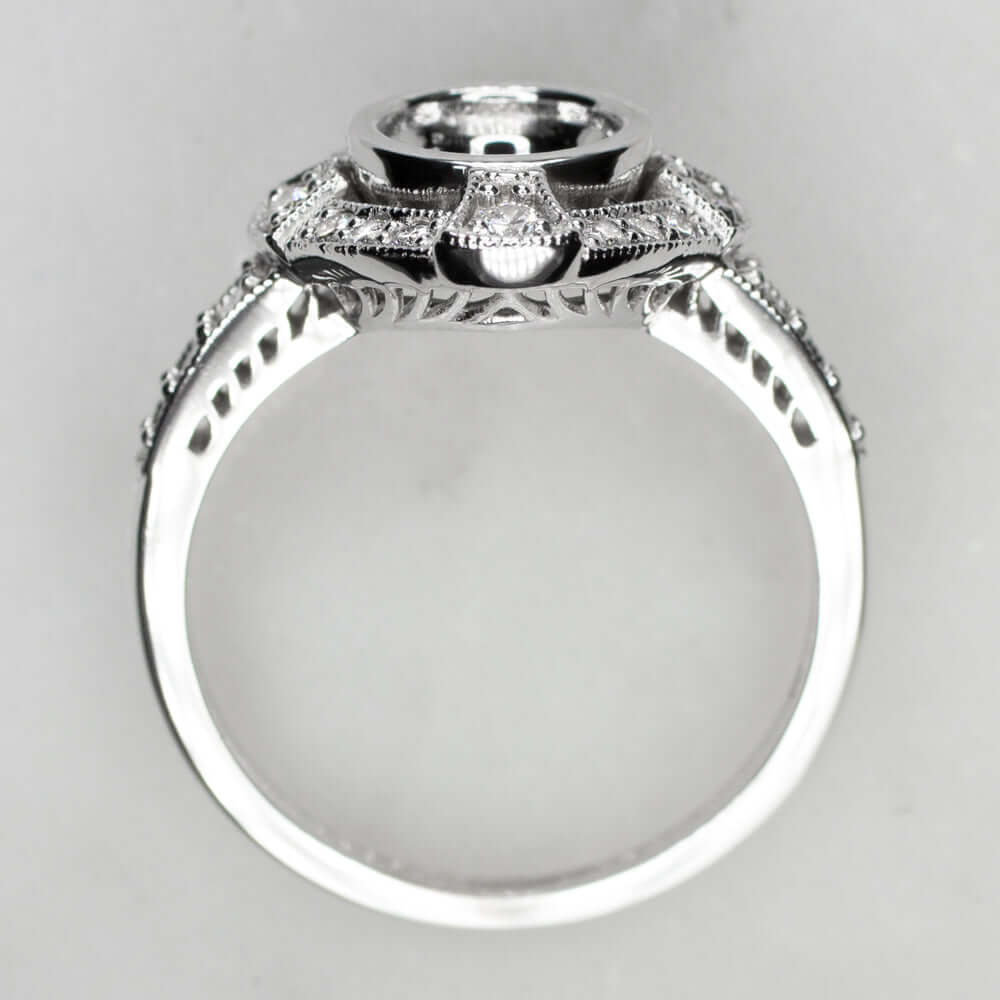 DIAMOND WHITE GOLD RING SETTING 7m ROUND CUT VINTAGE STYLE ENGAGEMENT MOUNT DECO Ivy & Rose