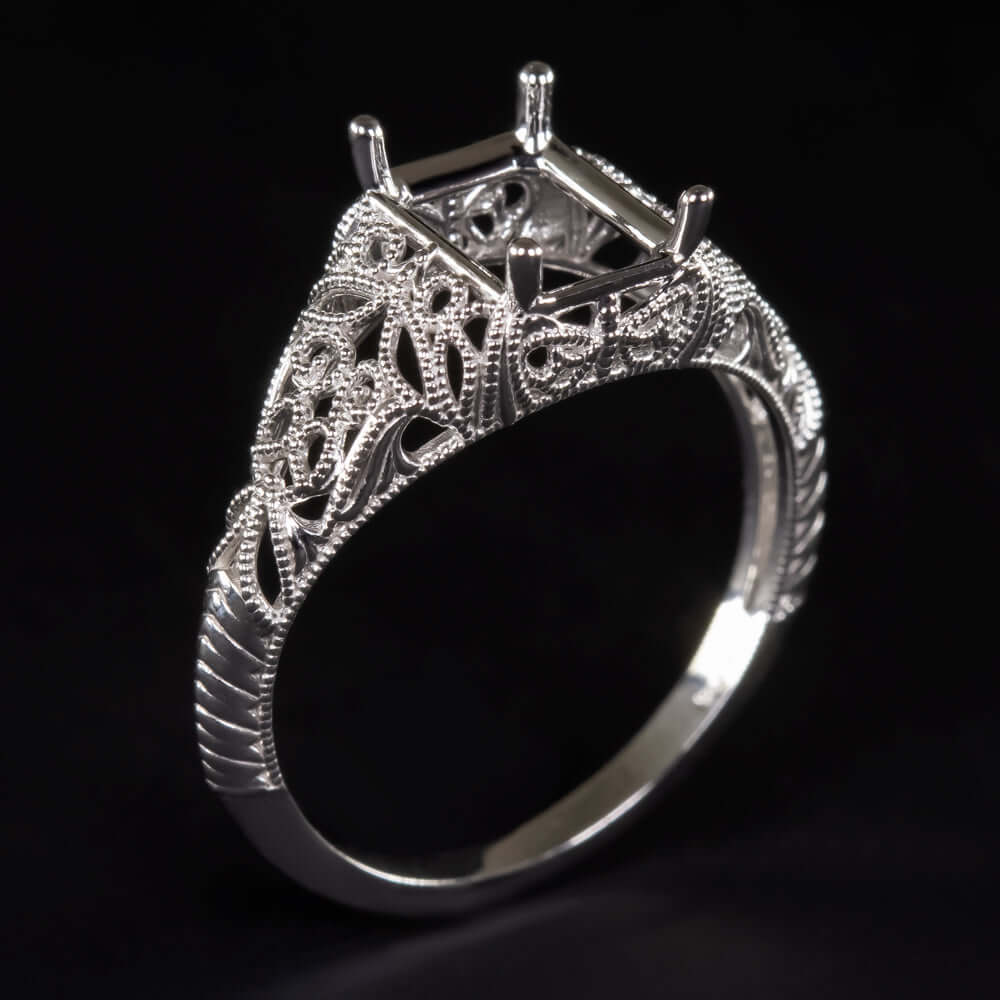 Yellow gold trilogy engagement ring with filigree detail - EverettBrookes  Jewellers