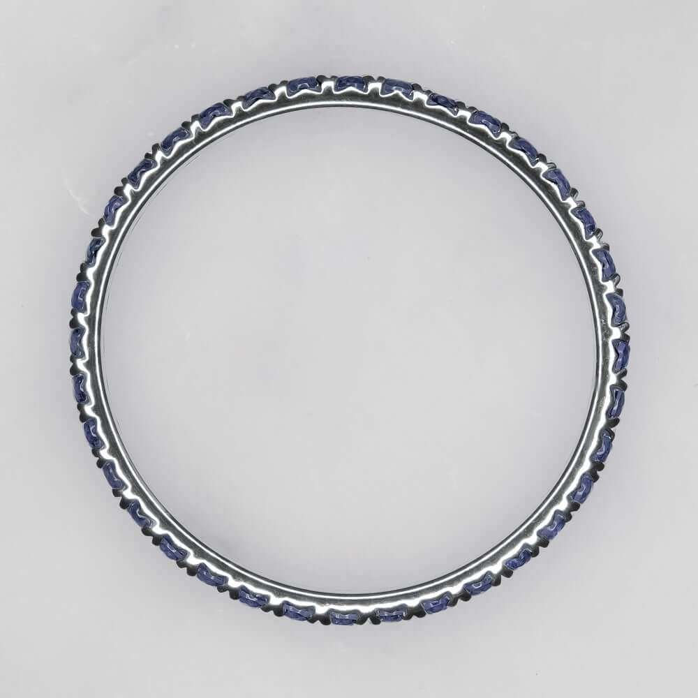 14K WHITE GOLD ROYAL BLUE NATURAL SAPPHIRE ETERNITY RING STACKABLE WEDDING BAND