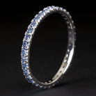 NATURAL BLUE SAPPHIRE RING LIGHT CORNFLOWER 14K WHITE GOLD ETERNITY WEDDING BAND