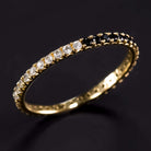 14K GOLD SPINEL LABRADORITE ETERNITY RING STACKABLE BAND WEDDING BLACK AND WHITE