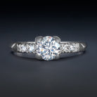VINTAGE 0.85ct F SI2 DIAMOND ENGAGEMENT RING PLATINUM ROUND CUT CLASSIC ESTATE