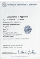 1ct CERTIFIED VERY GOOD CUT F SI2 DIAMOND CLEAN ROUND HEARTS AND ARROWS 1 CARAT