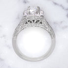 PRINCESS CUT 0.9C NATURAL DIAMOND ENGAGEMENT RING HALO WHITE GOLD VINTAGE STYLE