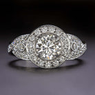 1.64c NATURAL DIAMOND ENGAGEMENT RING VG CUT 18K WHITE GOLD 8GM ROUND HALO 1.5CT