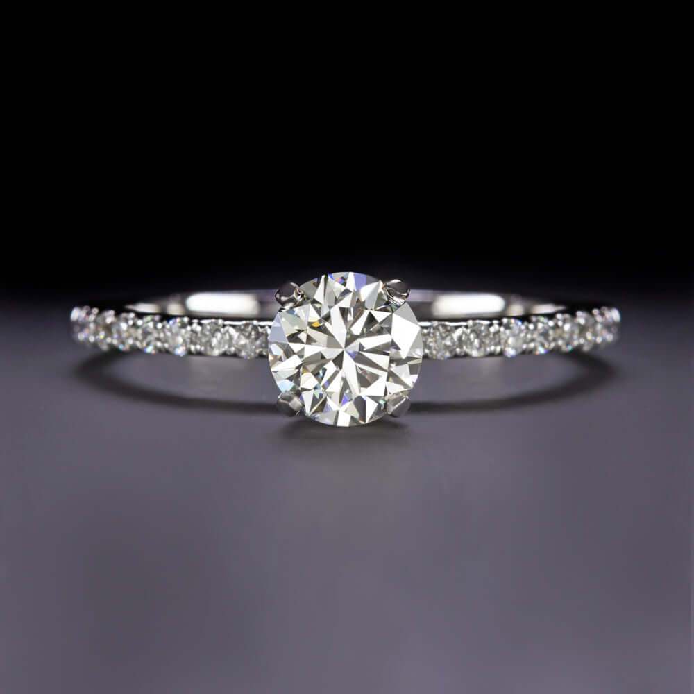 0.7ct GIA CERTIFIED VERY GOOD CUT I SI1 DIAMOND ENGAGEMENT RING ROUND PAVE BAND