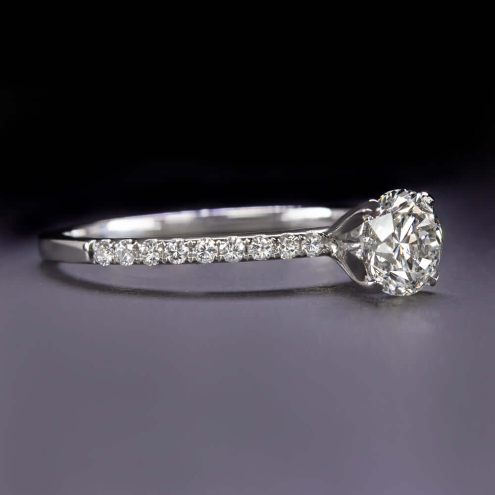 0.7ct GIA CERTIFIED VERY GOOD CUT I SI1 DIAMOND ENGAGEMENT RING ROUND PAVE BAND