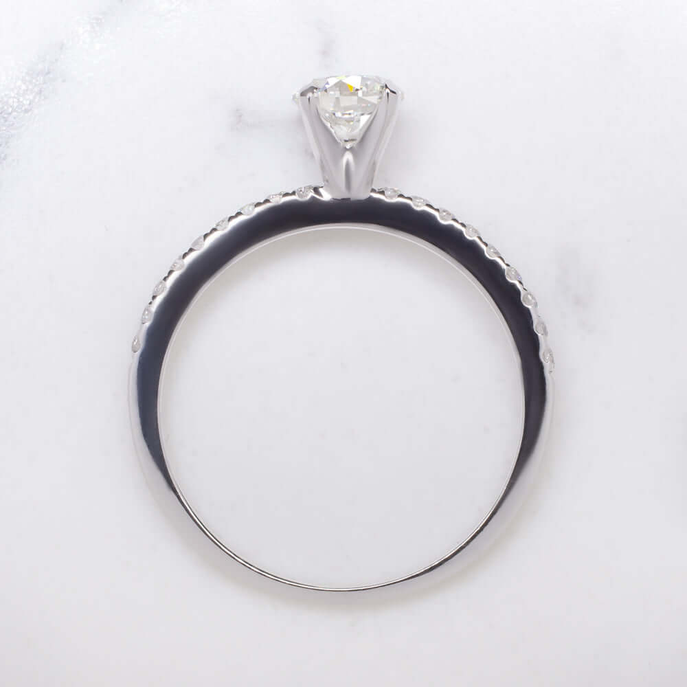 0.7ct GIA CERTIFIED VERY GOOD CUT I SI1 DIAMOND ENGAGEMENT RING ROUND PAVE BAND