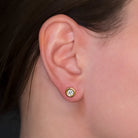 IDEAL CUT DIAMOND SCOTT KAY STUD EARRINGS 18k YELLOW GOLD 1/2 CARAT ROUND BEZEL