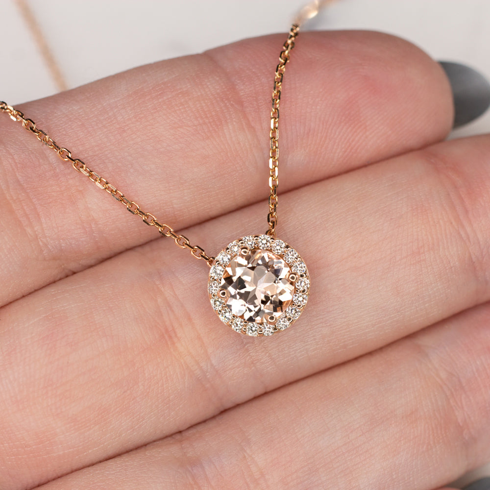 Morganite diamond pendant Clearance
