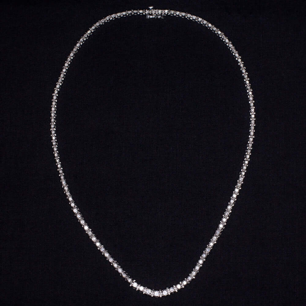 3 CARAT NATURAL DIAMOND RIVIERA NECKLACE 27 GRAM WHITE GOLD ROUND CUT TENNIS 3ct