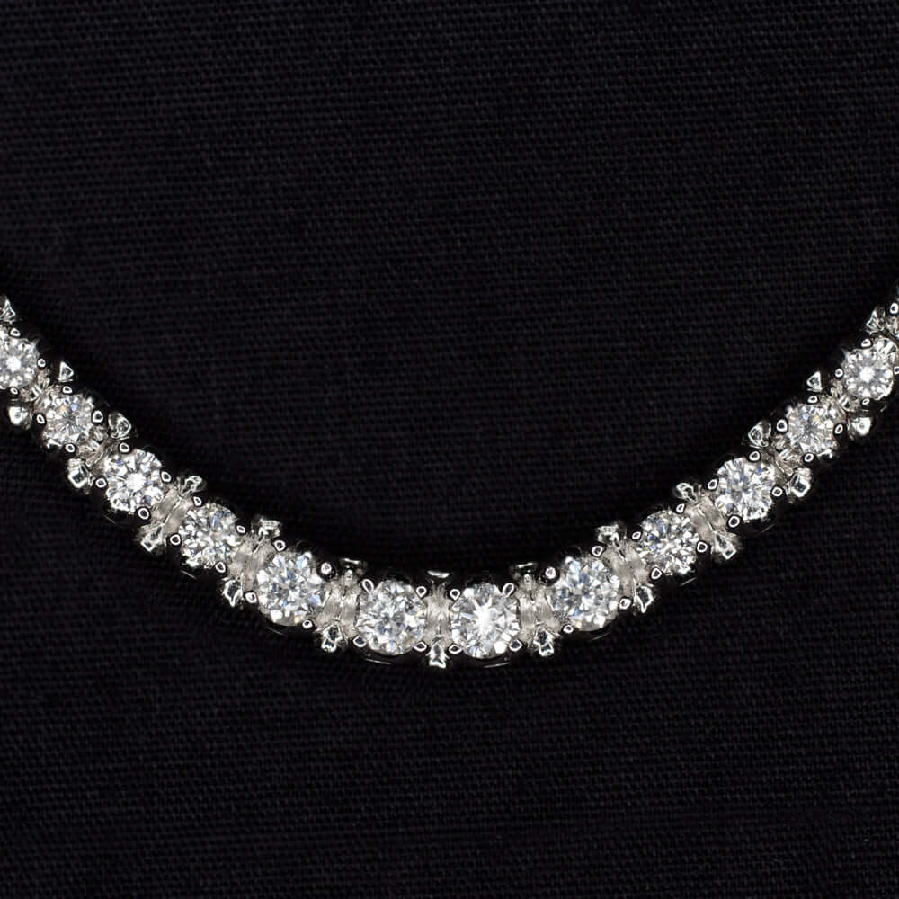 3 CARAT NATURAL DIAMOND RIVIERA NECKLACE 27 GRAM WHITE GOLD ROUND CUT TENNIS 3ct