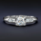 H VS1 VINTAGE DIAMOND 18K ENGAGEMENT RING ROUND CUT ESTATE CLASSIC WHITE GOLD ER