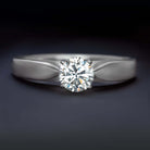 EX CUT 0.57ct DIAMOND ENGAGEMENT RING SATIN FINISH WHITE GOLD SOLITAIRE ROUND