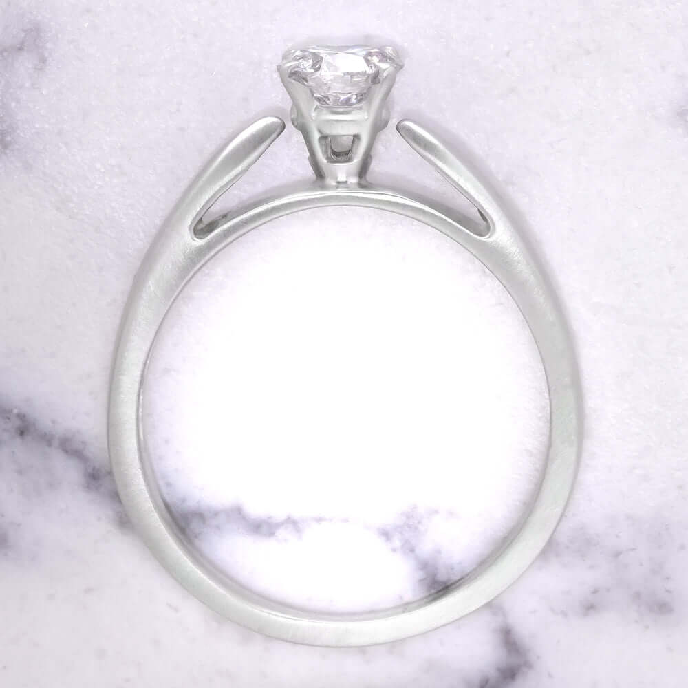 EX CUT 0.57ct DIAMOND ENGAGEMENT RING SATIN FINISH WHITE GOLD SOLITAIRE ROUND