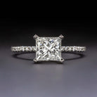 1 CARAT CERTIFIED G SI1 PRINCESS CUT DIAMOND ENGAGMENT RING PAVE BAND RADIANT