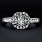 3/4ctw G VS PRINCESS CUT DIAMOND ENGAGEMENT RING DOUBLE HALO NATURAL WHITE GOLD