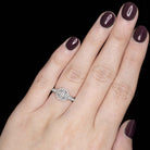 3/4ctw G VS PRINCESS CUT DIAMOND ENGAGEMENT RING DOUBLE HALO NATURAL WHITE GOLD