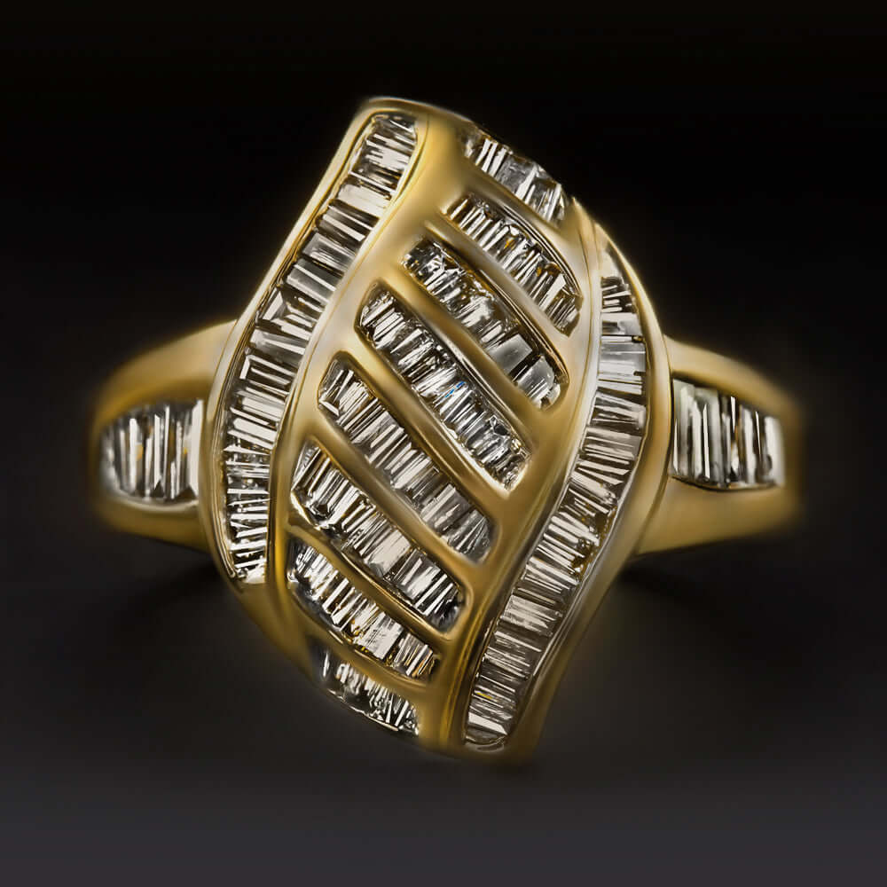 19.5mm 1.5 CARAT DIAMOND COCKTAIL RING YELLOW GOLD RING BIG STATEMENT NATURAL
