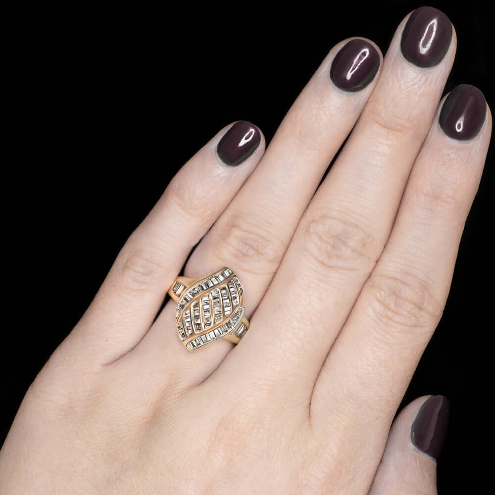 19.5mm 1.5 CARAT DIAMOND COCKTAIL RING YELLOW GOLD RING BIG STATEMENT NATURAL