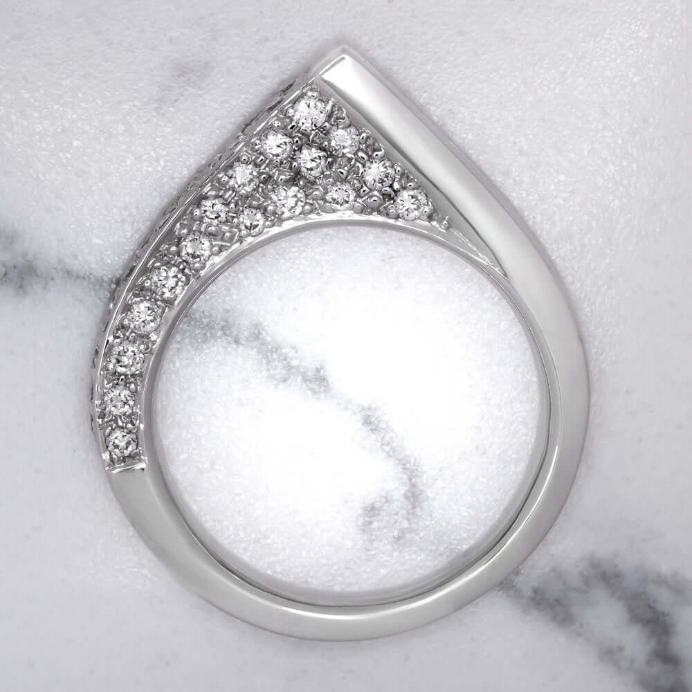 EXCELLENT CUT 0.62ct F-G VS DIAMOND 18K COCKTAIL BAND STATEMENT RING WHITE GOLD