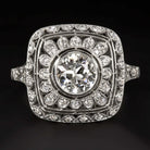 1.4c OLD EUROPEAN CUT DIAMOND RING PLATINUM ART DECO VINTAGE COCKTAIL ENGAGEMENT Ivy & Rose