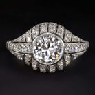 1.65ct CERT G VS DIAMOND ENGAGEMENT RING OLD EURO CUT PLATINUM VINTAGE STYLE