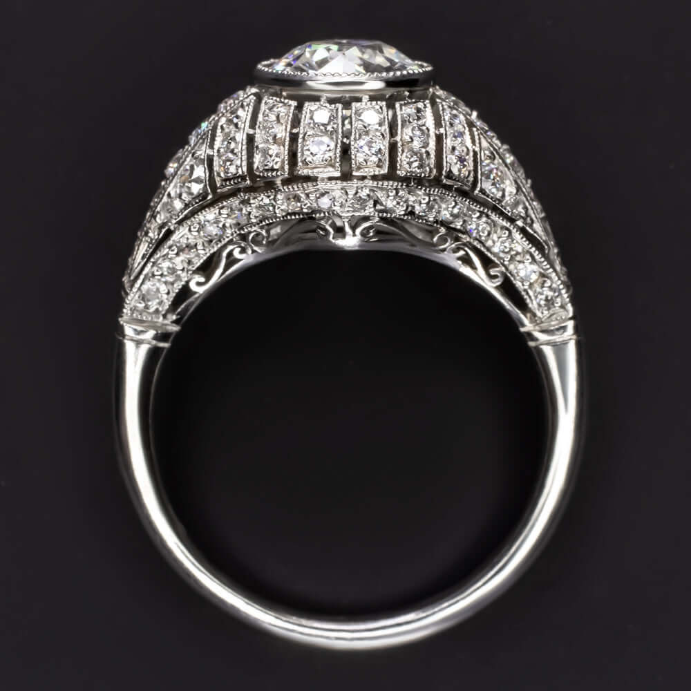1.65ct CERT G VS DIAMOND ENGAGEMENT RING OLD EURO CUT PLATINUM VINTAGE STYLE