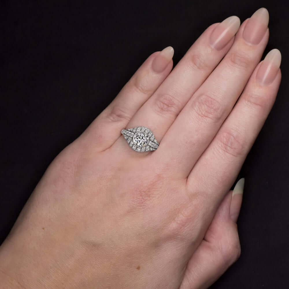 1.65ct CERT G VS DIAMOND ENGAGEMENT RING OLD EURO CUT PLATINUM VINTAGE STYLE