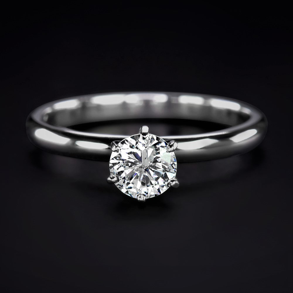 NATURAL DIAMOND ENGAGEMENT RING 1/2ct ROUND BRILLIANT CUT SOLITAIRE WHITE GOLD