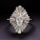 4 CARAT H-J VVS-VS DIAMOND BALLERINA RING PLATINUM MARQUISE CUT COCKTAIL BIG 4ct