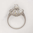 4 CARAT H-J VVS-VS DIAMOND BALLERINA RING PLATINUM MARQUISE CUT COCKTAIL BIG 4ct