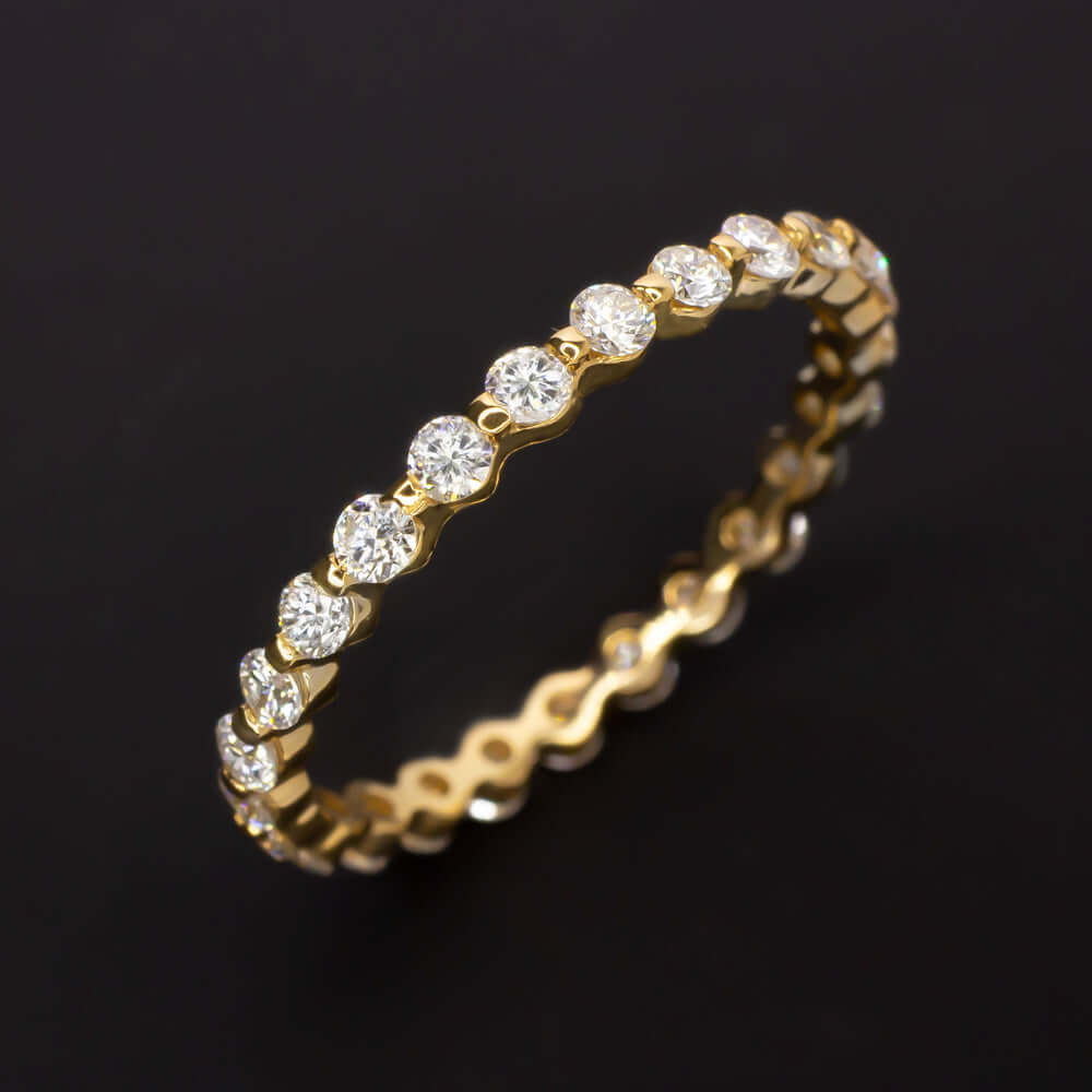 3/4 CARAT 2mm DIAMOND ETERNITY WEDDING BAND RING SINGLE SHARED PRONG ROSE GOLD