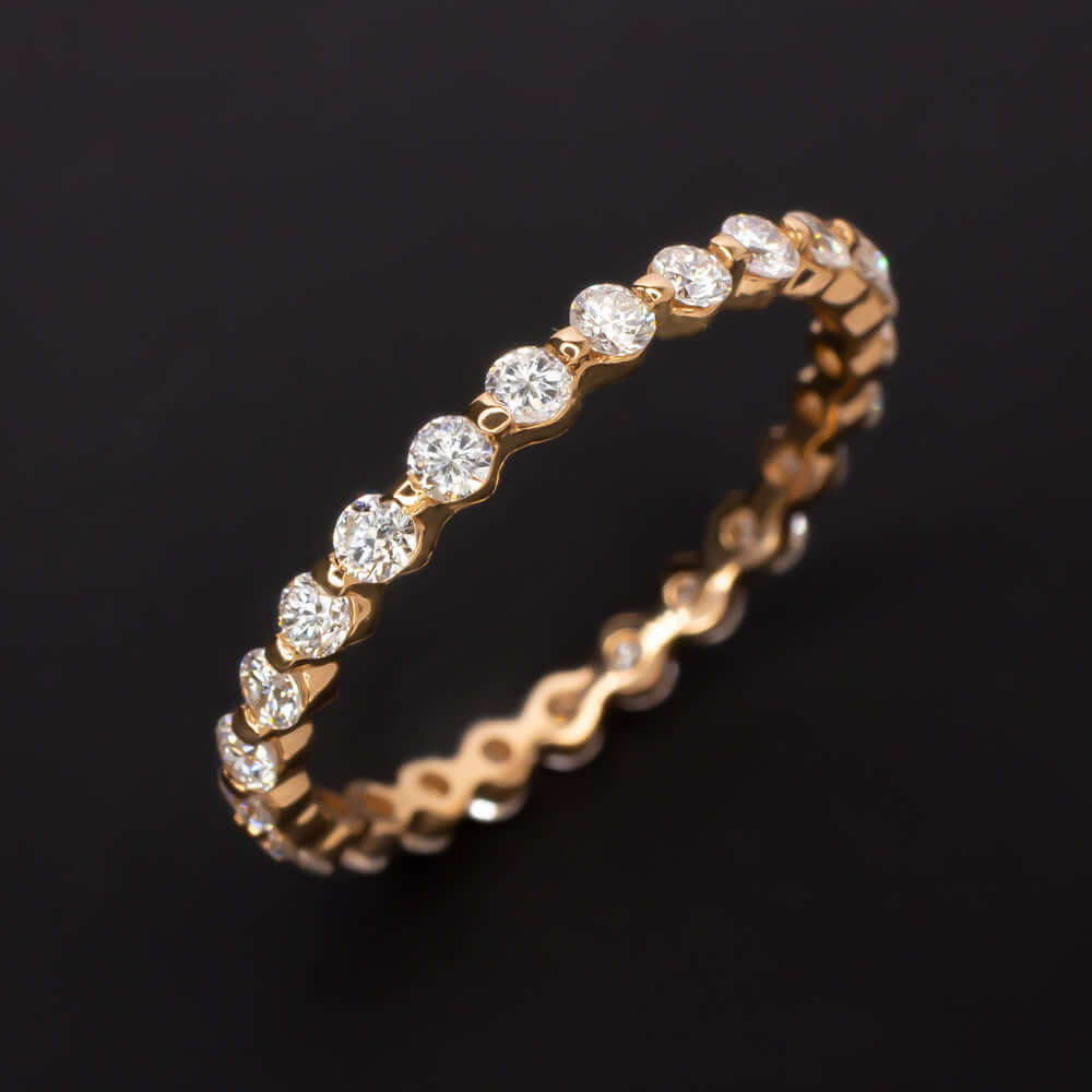 3/4 CARAT 2mm DIAMOND ETERNITY WEDDING BAND RING SINGLE SHARED PRONG ROSE GOLD