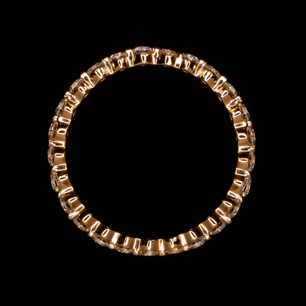 3/4 CARAT 2mm DIAMOND ETERNITY WEDDING BAND RING SINGLE SHARED PRONG ROSE GOLD