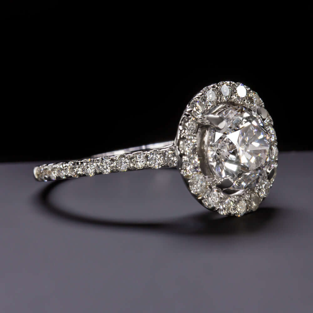 2.80ct F-G EX CUT NATURAL DIAMOND ENGAGEMENT RING 18K WHITE GOLD HALO ROUND 2ct