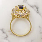3.2ctw SAPPHIRE 2.5ct DIAMOND BALLERINA RING COCKTAIL YELLOW GOLD OVAL NATURAL