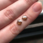 1.30ct NATURAL ROSE CUT DIAMOND PAIR RUSTIC STUD EARRINGS HEXAGON BROWN DANGLE