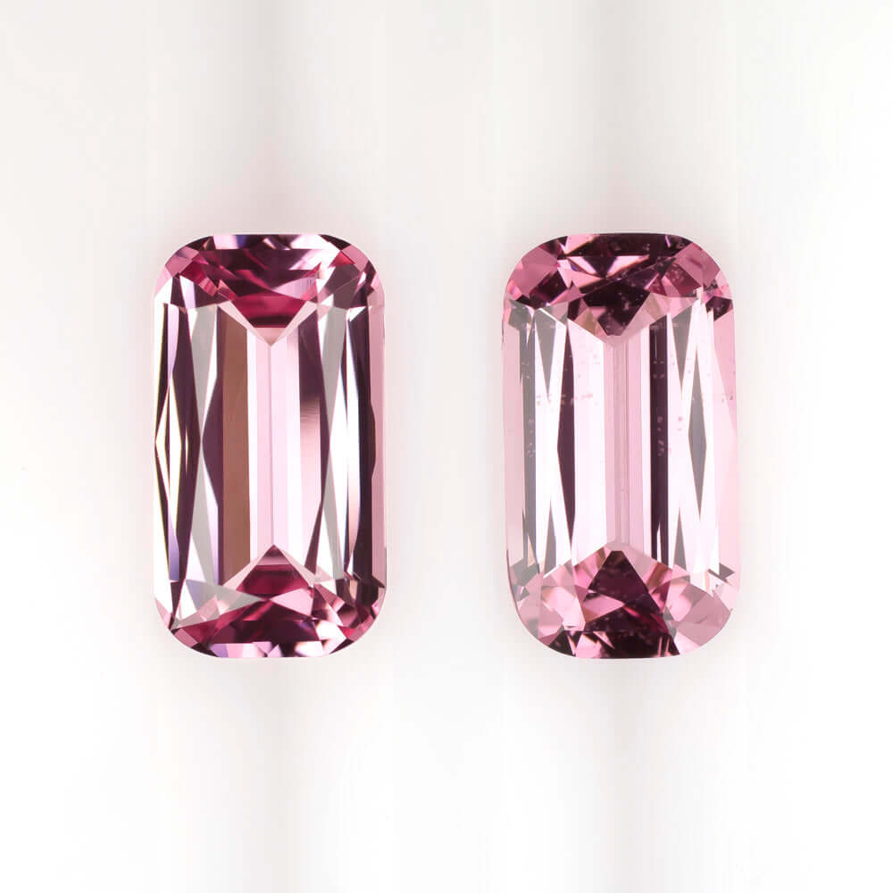 3.5ct PINK SPINEL IDEAL CUT PAIR STUD EARRINGS 10mm X 5mm LONG CUSHION  NATURAL