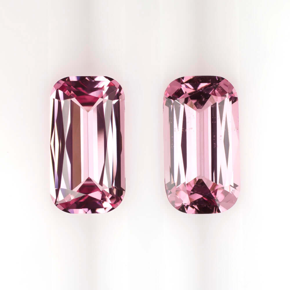 3.5ct PINK SPINEL IDEAL CUT PAIR STUD EARRINGS 10mm X 5mm LONG CUSHION NATURAL