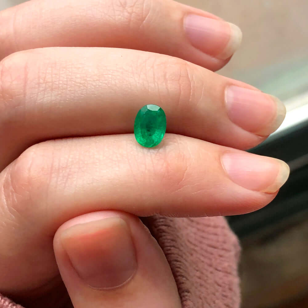 1.13ct GIA CERTIFIED MINOR OIL EMERALD MINAS GERIAS BRAZILIAN OVAL SHAPE LOOSE