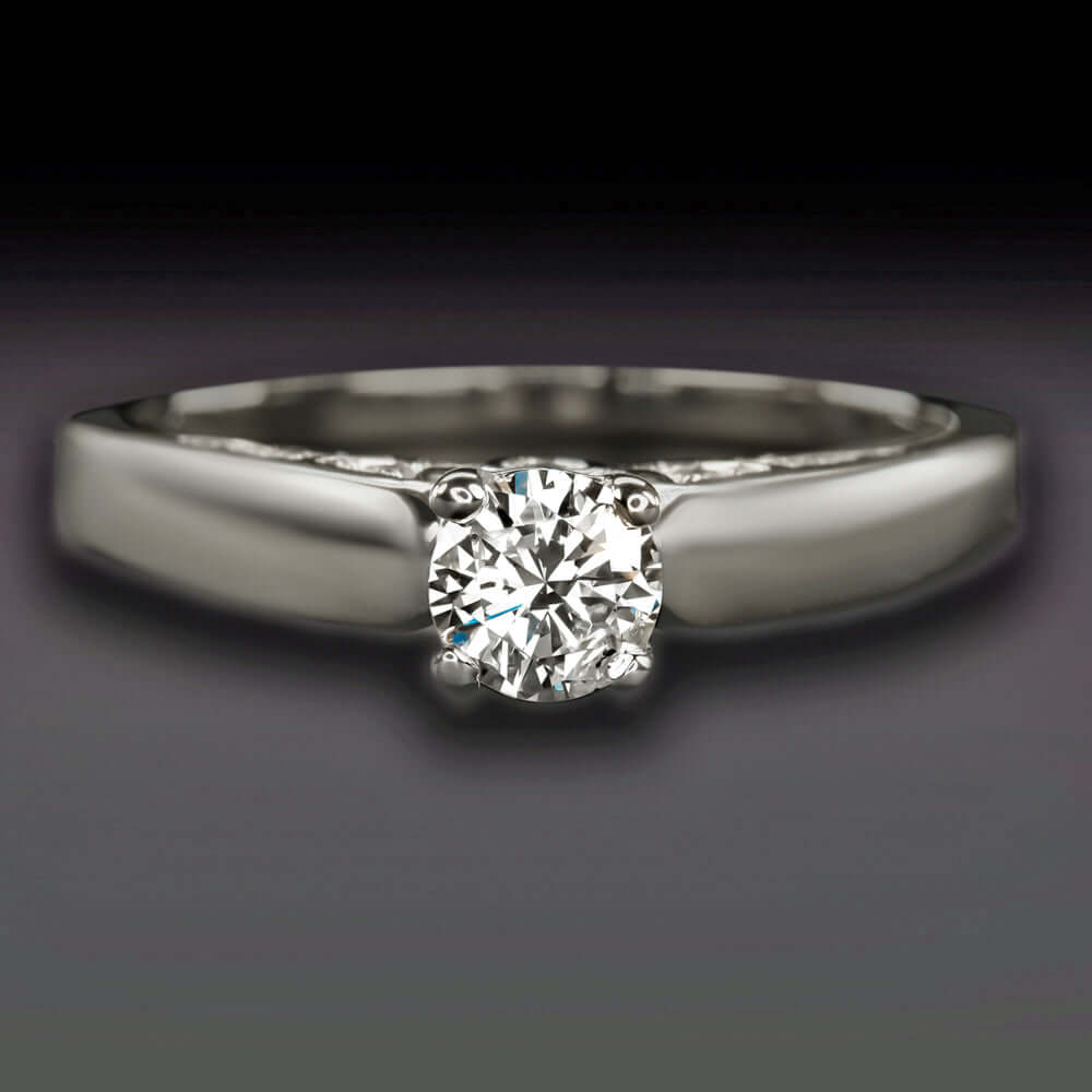 F SI EXCELLENT CUT DIAMOND ENGAGEMENT RING ROUND BRILLIANT CLASSIC 1/2ct NATURAL