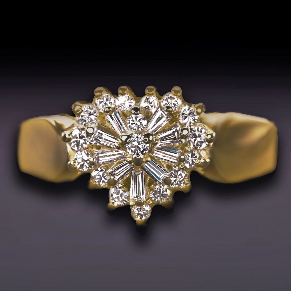 NATURAL DIAMOND HEART SHAPE COCKTAIL RING YELLOW GOLD 1/2 CARAT ANNIVERSARY GIFT