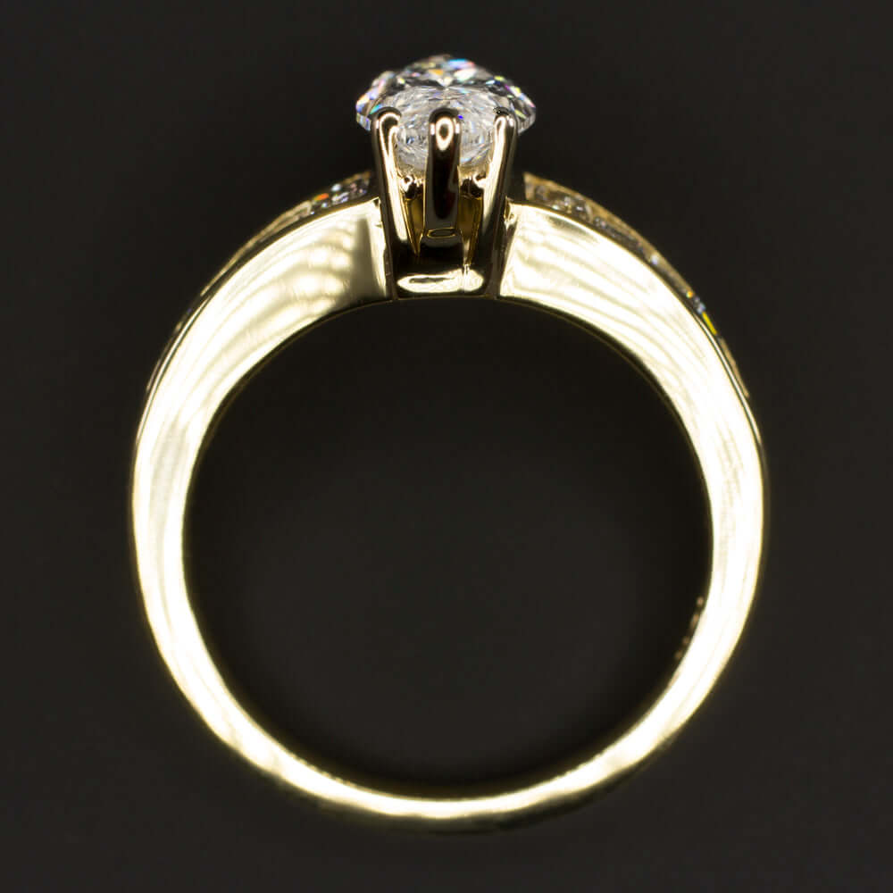 2.70ct CERTIFIED G SI2 MARQUISE CUT DIAMOND ENGAGEMENT RING 18k YELLOW GOLD 1.75