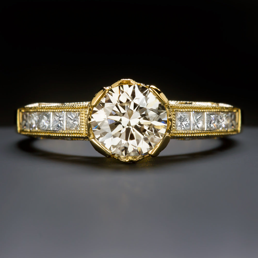 IDEAL CUT 0.80ct VS2 DIAMOND ENGAGEMENT RING HEARTS & ARROWS ROUND YELLOW GOLD