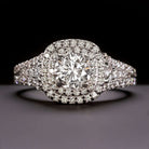 2.25ctw NATURAL DIAMOND ENGAGEMENT RING DOUBLE HALO ROUND CUT WHITE GOLD 1 CARAT Ivy & Rose
